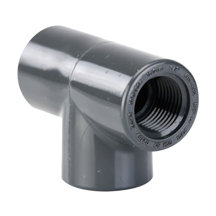 1/2" Schedule 80 Gray PVC Threaded Tee