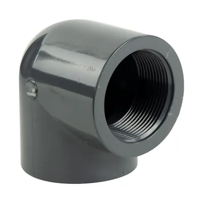 1-1/2" Schedule 80 Gray PVC Threaded 90° Elbow