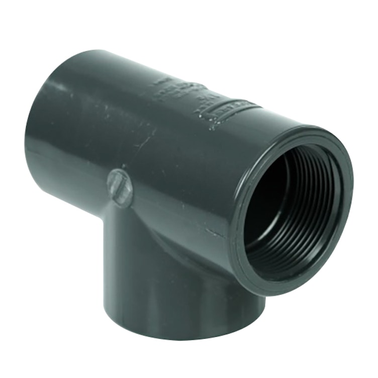 1-1/2" Schedule 80 Gray PVC Threaded Tee