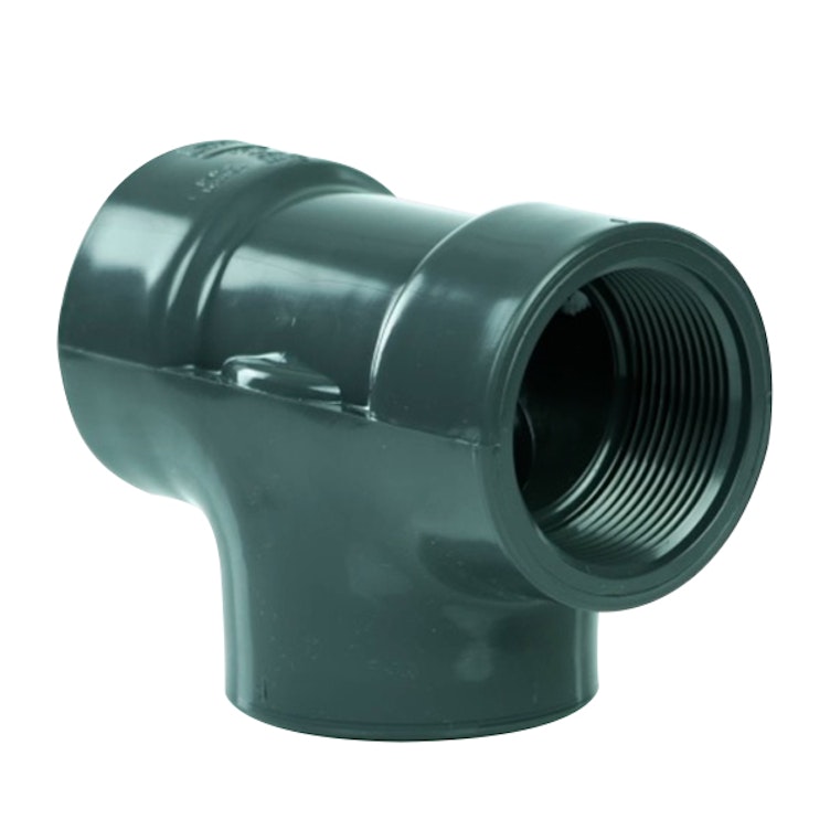 2-1/2" Schedule 80 Gray PVC Threaded Tee
