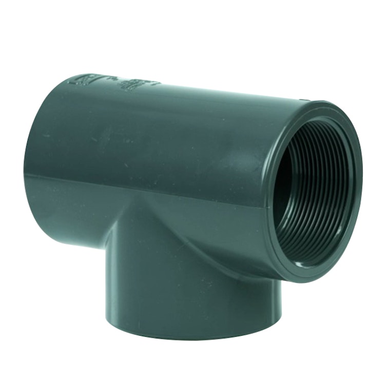 4" Schedule 80 Gray PVC Threaded Tee