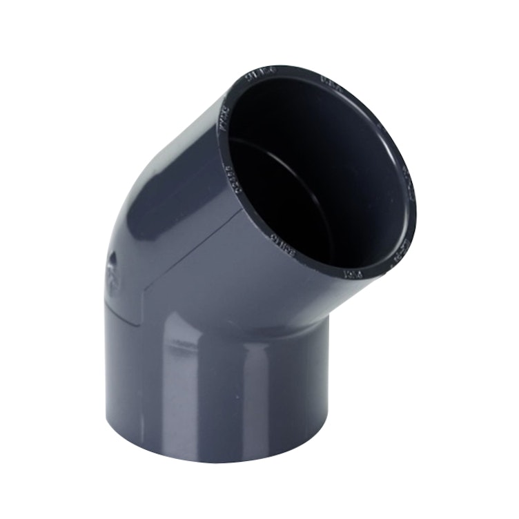 2" Schedule 40 Gray PVC Socket 45° Elbow