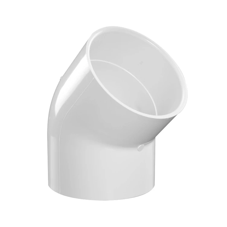6" Schedule 40 White PVC Socket 45° Elbow