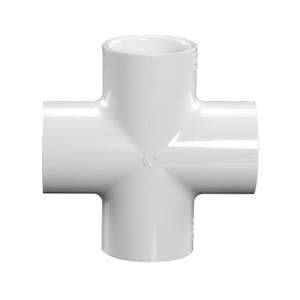 1-1/2" Schedule 40 White PVC Socket Cross