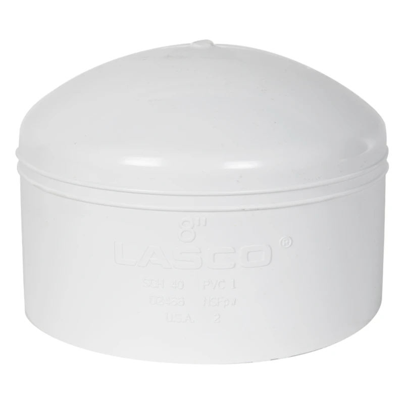 8" Schedule 40 White PVC Socket Cap