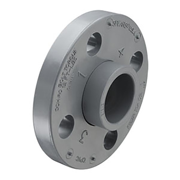 1" Schedule 80 Gray CPVC Socket Van Stone Flange with Plastic Ring