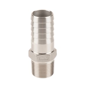 3/4" MNPT x 1" Hose Barb 316 Stainless Steel Adapter
