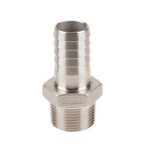 1" MNPT x 1" Hose Barb 316 Stainless Steel Adapter