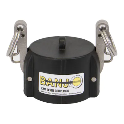 2" Male Adapter x 2" FNPT Banjo® Black Fiberglass-Reinforced Polypropylene Locking Quick Disconnect Dust Cap