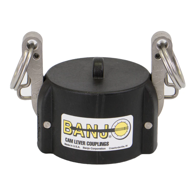 2" Male Adapter x 2" FNPT Banjo® Black Fiberglass-Reinforced Polypropylene Locking Quick Disconnect Dust Cap