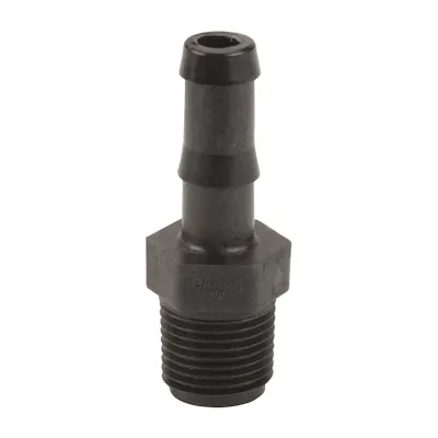 1/2" MNPT x 1/2" Hose Barb Banjo® Black Fiberglass-Reinforced Polypropylene Adapter