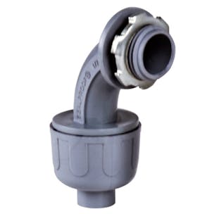 Sealproof® Gray Nonmetallic Liquid-Tight 90° Conduit Connector