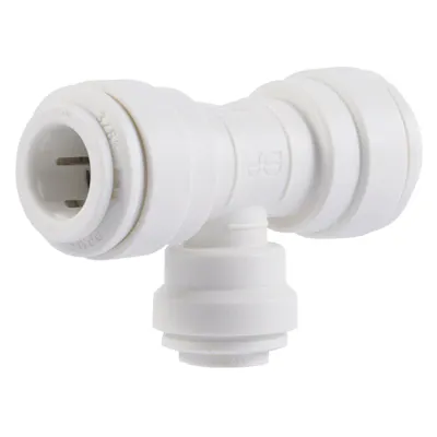 3/8" Tube OD x 3/8" Tube OD x 1/4" Tube OD Branch White Polypropylene Reducing Tee
