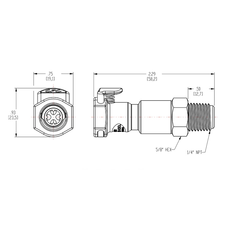 1/4" MNPT EFC Series Pipe Thread Body - Shutoff (Insert Sold Separately)