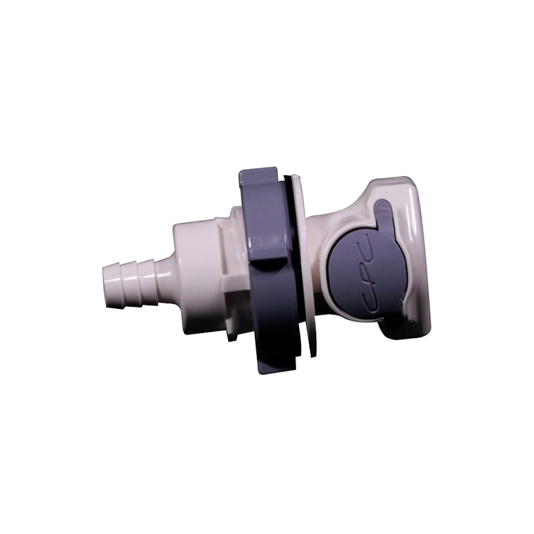 3/8" Hose Barb HFC 35 Series Polysulfone Bulkhead Panel Mount Coupling Body - Shutoff (Insert Sold Separately)