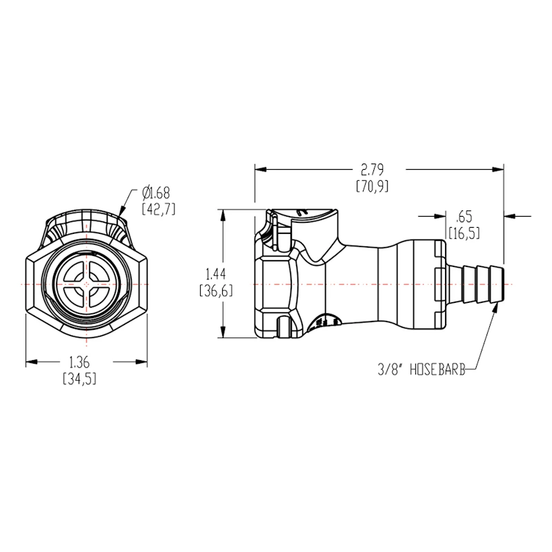 3/8" In-Line Hose Barb HFC 12 Series Polypropylene Coupling Body - Straight Thru (Insert Sold Separately)