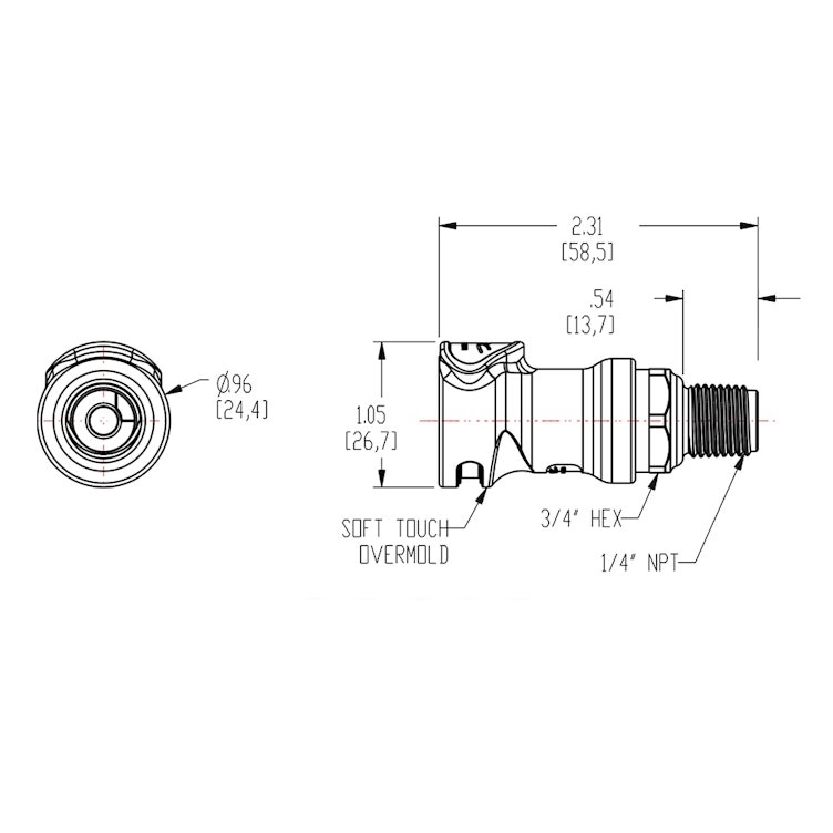 1/4" NPT NS4 Series Polypropylene Non-Spill Coupling Body (Insert Sold Separately)