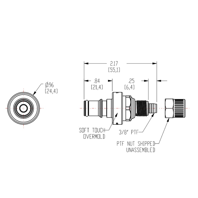 3/8" OD x 1/4" ID In-Line Ferruless NS4 Series Polypropylene Non-Spill Coupling Insert (Body Sold Separately)