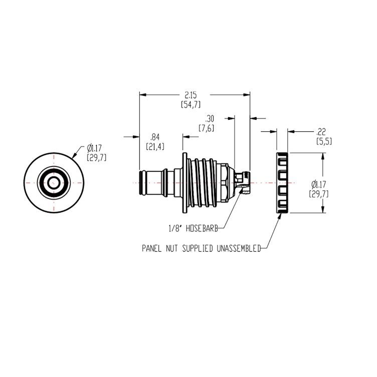 1/8" ID Panel Mount Hose Barb NS4 Series Polypropylene Non-Spill Coupling Insert (Body Sold Separately)