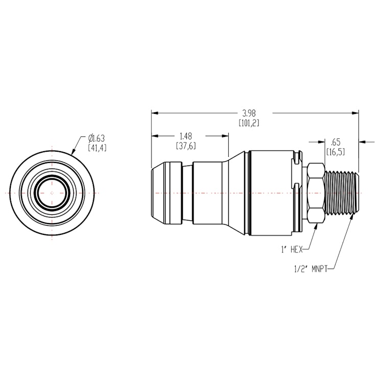 1/2" NPT Valved CPC™ Pipe Thread Non-Spill Coupling Insert (Body Sold Separately)