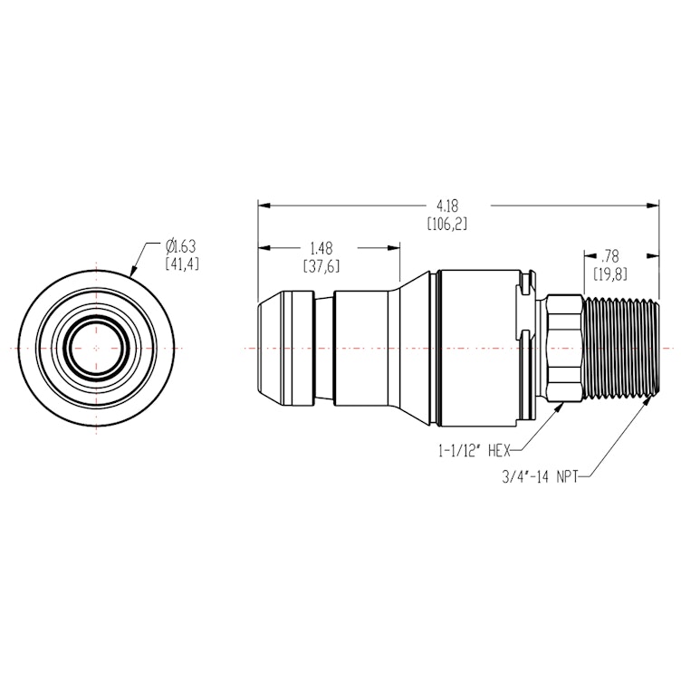 3/4" NPT Valved CPC™ Pipe Thread Non-Spill Coupling Insert (Body Sold Separately)