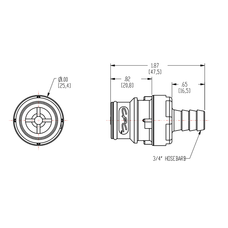 3/8" In-Line Hose Barb HFC 12 Series Polypropylene Coupling Insert - Straight Thru (Body Sold Separately)