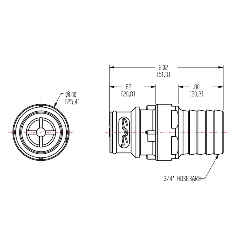 3/4" In-Line Hose Barb HFC 12 Series Polypropylene Coupling Insert - Straight Thru (Body Sold Separately)