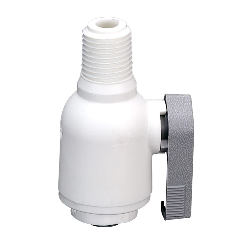 1/4" OD Push-to-Connect x 1/4" MNPTF White Polypropylene LIQUIfit® Male Connector Two-Way Ball Valve