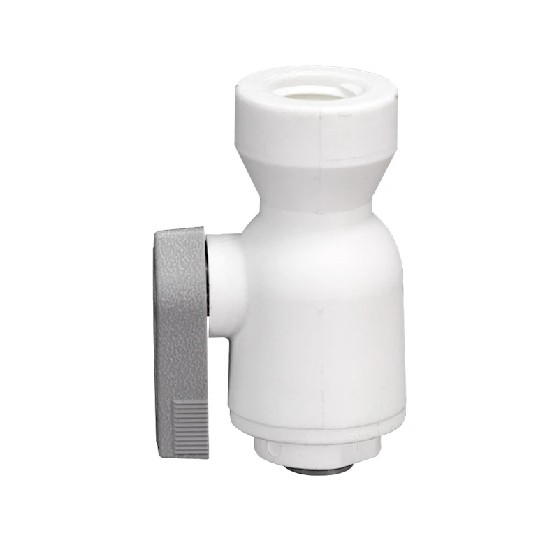 1/4" OD Push-to-Connect x 1/4" FNPTF White Polypropylene LIQUIfit® Female Connector Two-Way Ball Valve