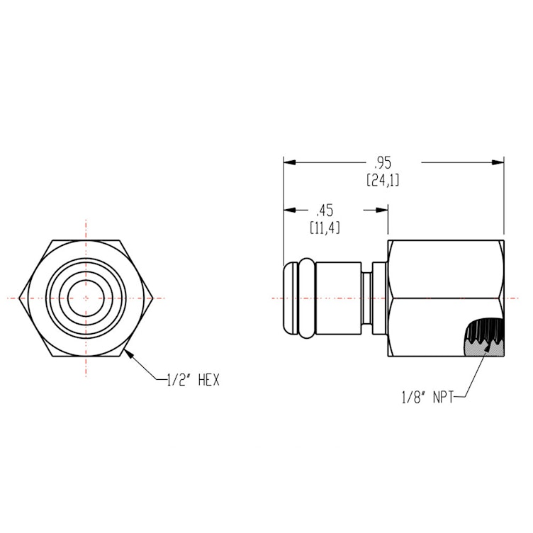 1/8" FNPT In-Line MC Series Chrome-Plated Brass Insert - Straight Thru (Body Sold Separately)