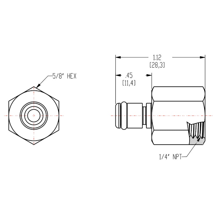 1/4" FNPT In-Line MC Series Chrome-Plated Brass Insert - Straight Thru (Body Sold Separately)