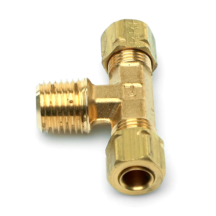 1/4" Tube x 1/4" Tube x 1/4" MPT Brass Compress-Align® Male Branch Tee