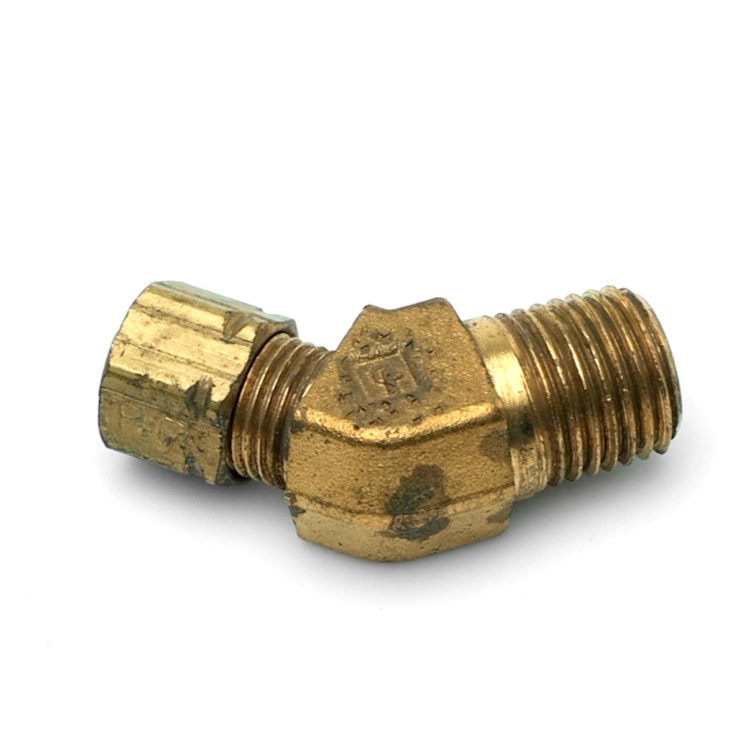 1/4" Tube x 1/4" MPT Brass Compress-Align® 45° Elbow