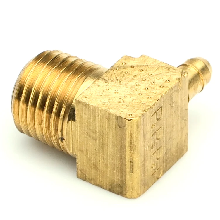 0.170" ID Tube x 1/4" MNPT Dubl-Barb® Brass Male Elbow