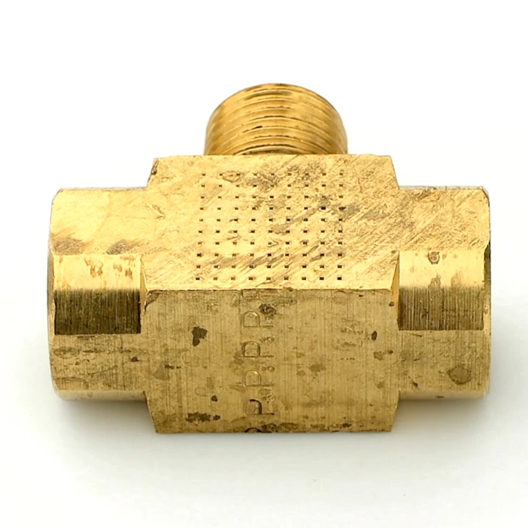 1/4" FPT x 1/4" FPT x 1/4" MPT Brass Male Branch Tee