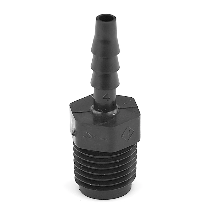 1/4" MNPT x 3/16" Hose ID Black HDPE Adapter
