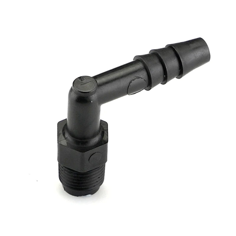1/8" NPT x 1/4" Hose ID Black HDPE Elbow