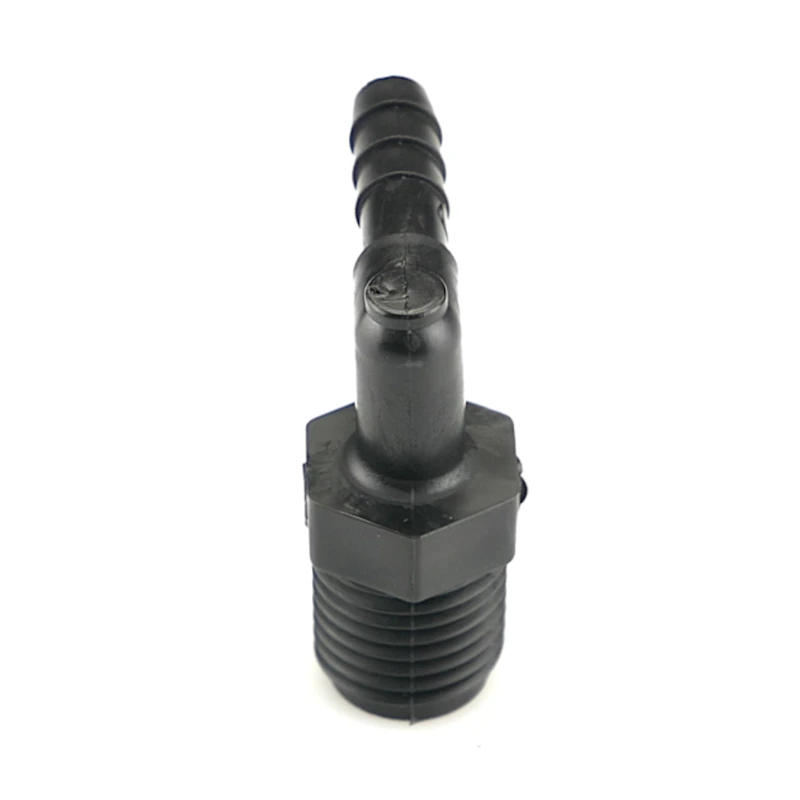 1/4" NPT x 3/16" Hose ID Black HDPE Elbow