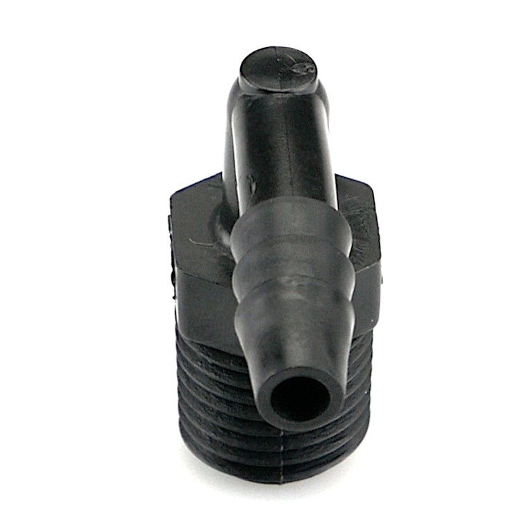 1/4" NPT x 1/4" Hose ID Black HDPE Elbow