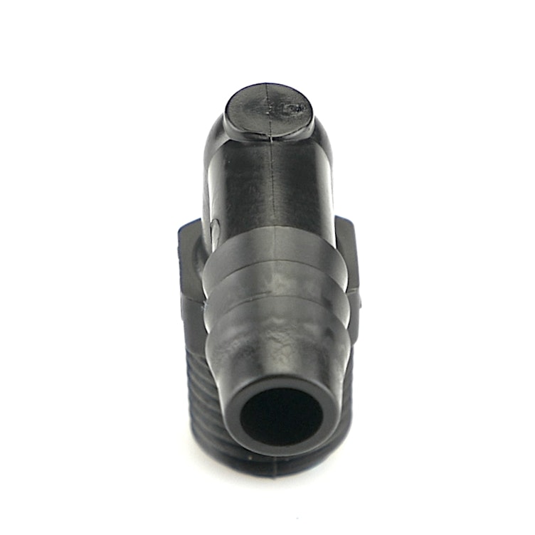 1/4" NPT x 3/8" Hose ID Black HDPE Elbow