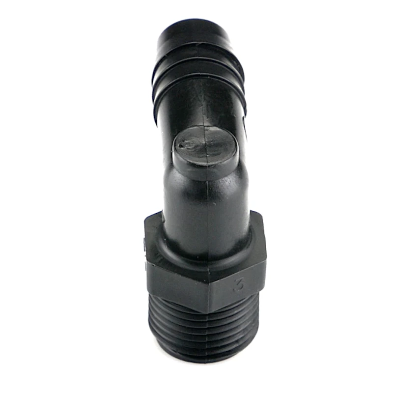 3/8" NPT x 1/2" Hose ID Black HDPE Elbow