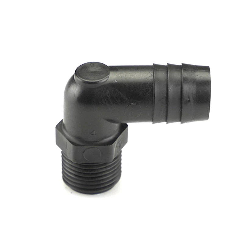 3/8" NPT x 5/8" Hose ID Black HDPE Elbow