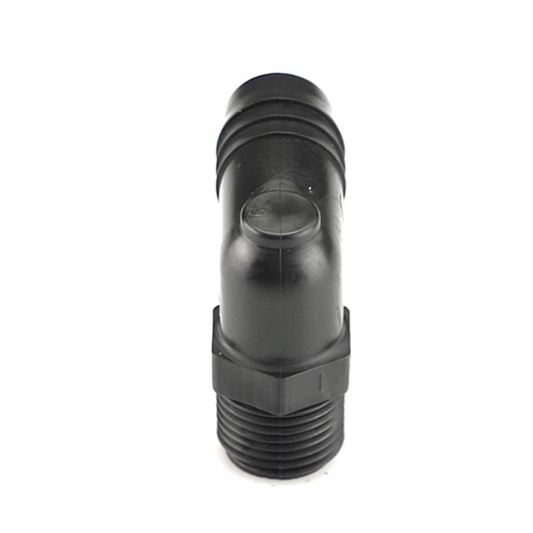 3/8" NPT x 5/8" Hose ID Black HDPE Elbow