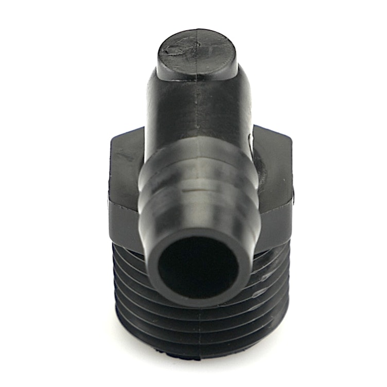 1/2" NPT x 1/2" Hose ID Black HDPE Elbow