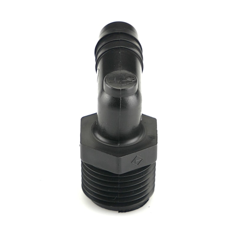 1/2" NPT x 1/2" Hose ID Black HDPE Elbow