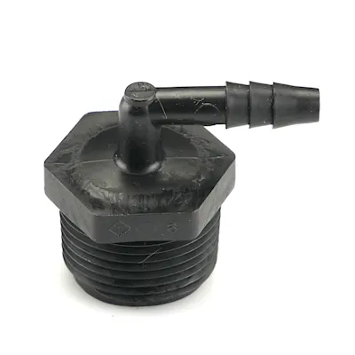 3/4" NPT x 1/4" Hose ID Black HDPE Elbow