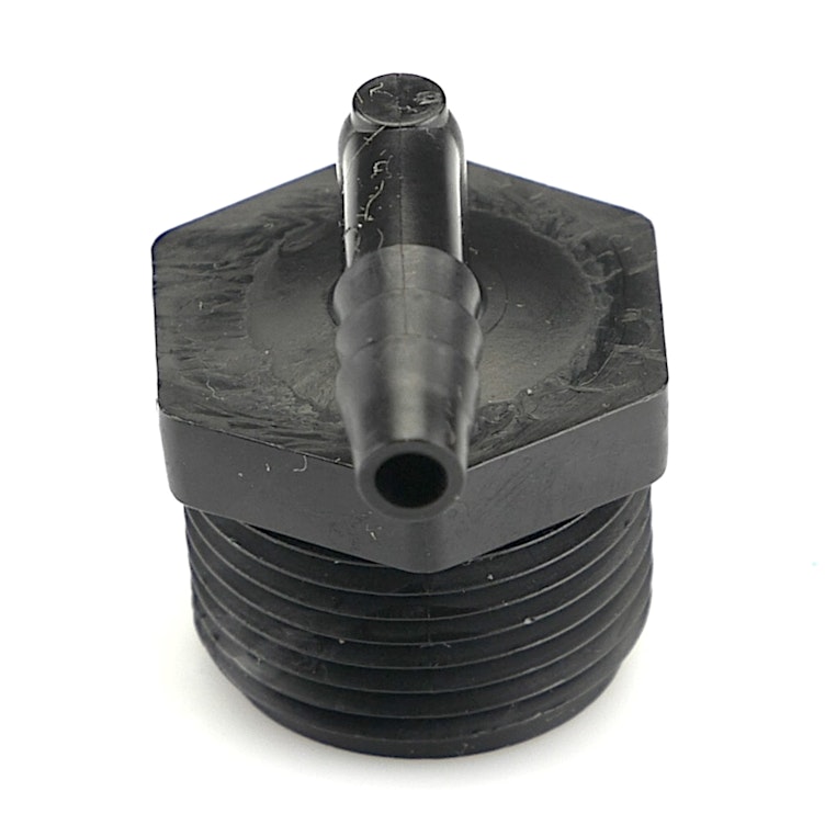 3/4" NPT x 1/4" Hose ID Black HDPE Elbow