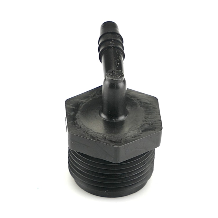 3/4" NPT x 1/4" Hose ID Black HDPE Elbow