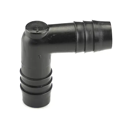 1/2" Hose ID x 1/2" Hose ID Black HDPE Elbow