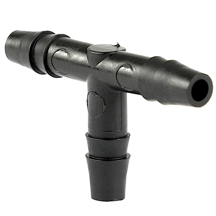 1/4" x 1/4" x 1/4" Hose ID Black HDPE Tee